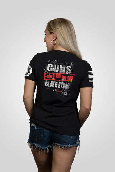 Nine Line Women's 2A GunsOut Short Sleeve T-Shirt in Black with limited edition Guns Out Nation design